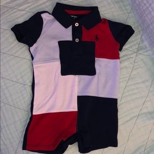 Baby Patchwork Cotton Polo Shortall